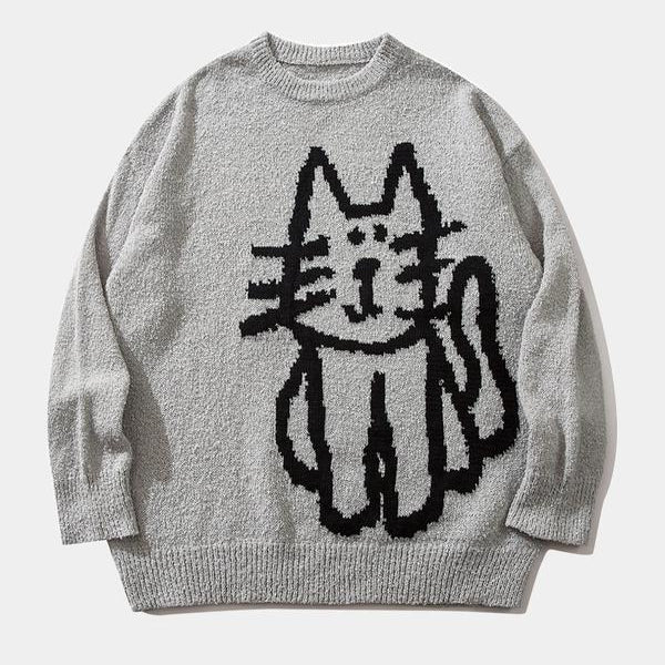 Cat Cartoon Print Sweatshirt