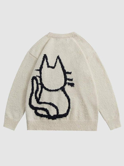 Cat Cartoon Print Sweatshirt