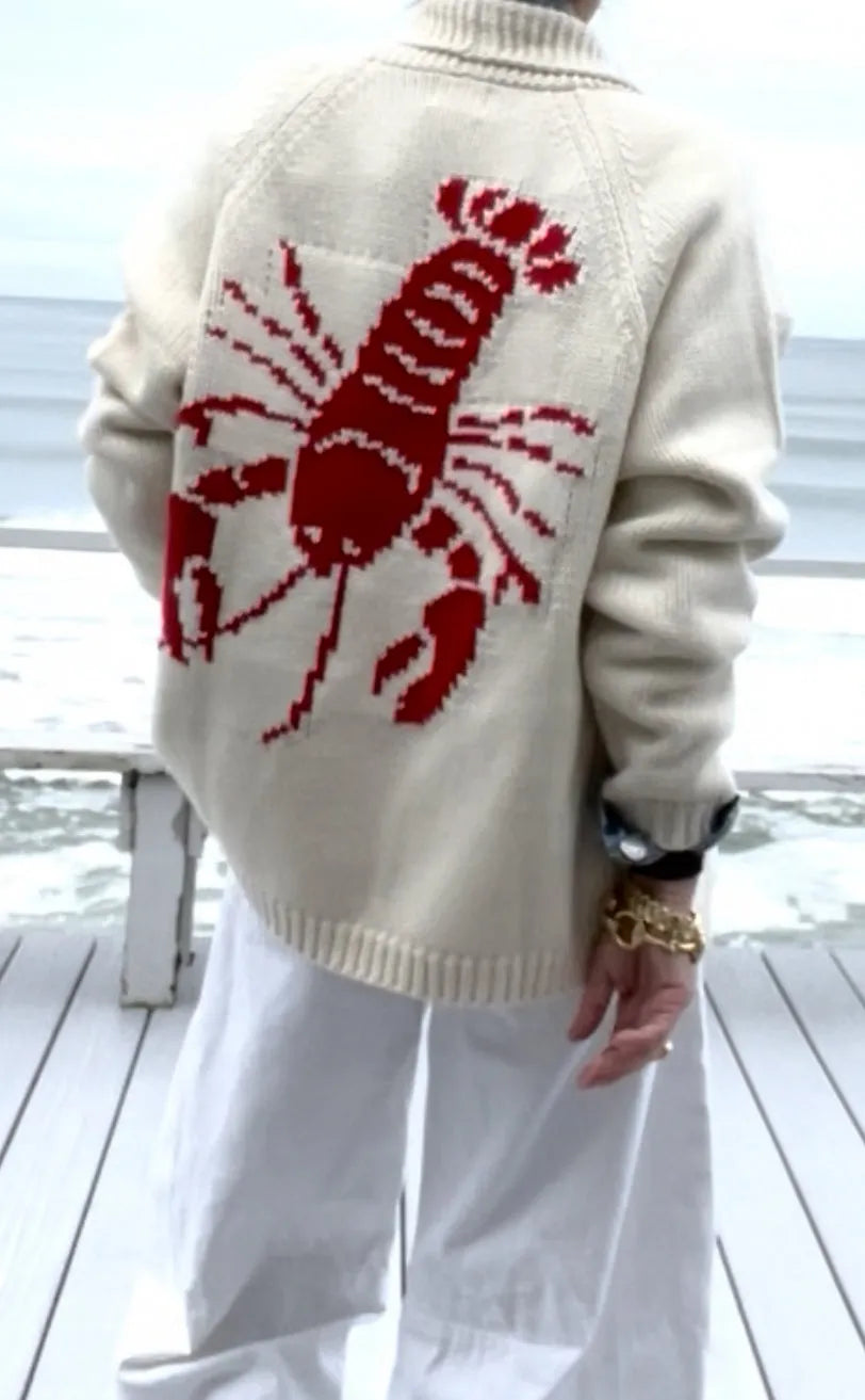 Chunky Ivory/White Lobster Cardigan