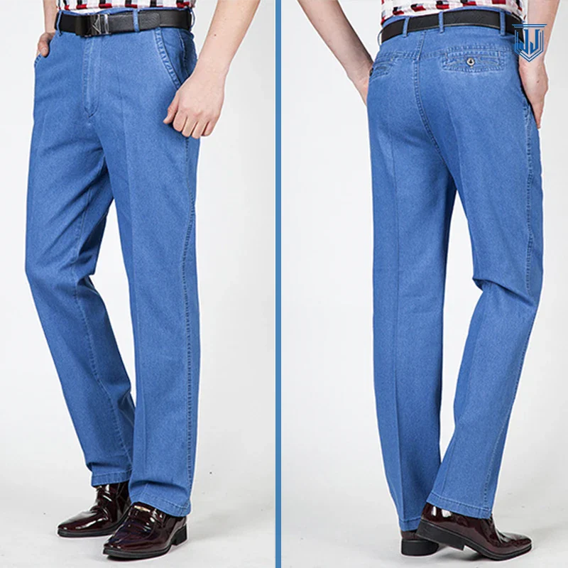 High Waist Straight Fit Stretch Jeans