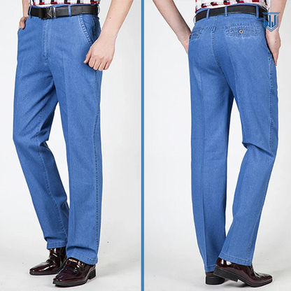 High Waist Straight Fit Stretch Jeans
