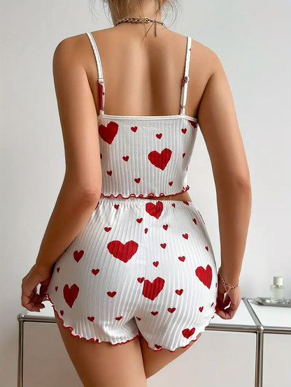 Women's Heart Print Pajama Set