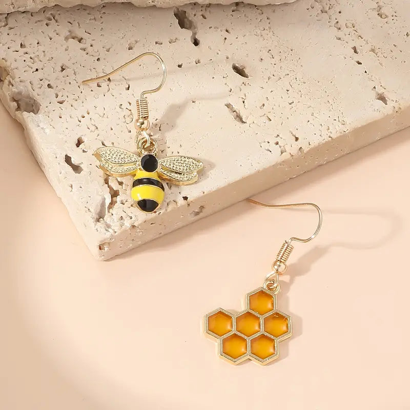 Asymmetric Honeycomb Earrings