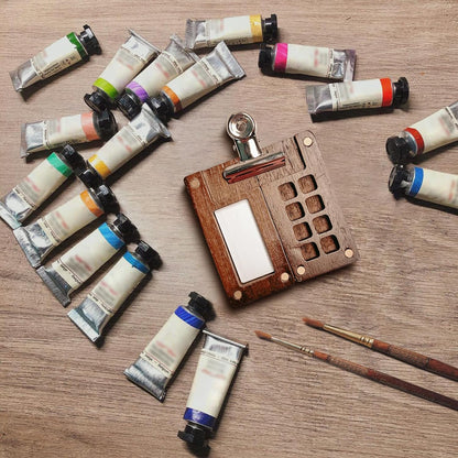 PocketPaint™ - Mini Walnut Wood Watercolor Palette