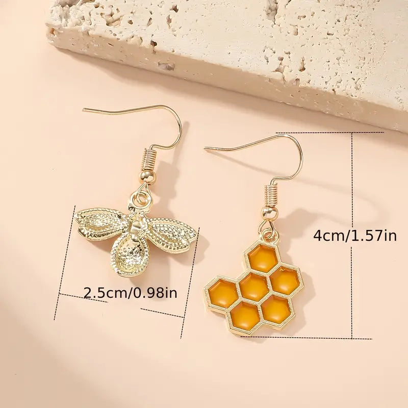 Asymmetric Honeycomb Earrings