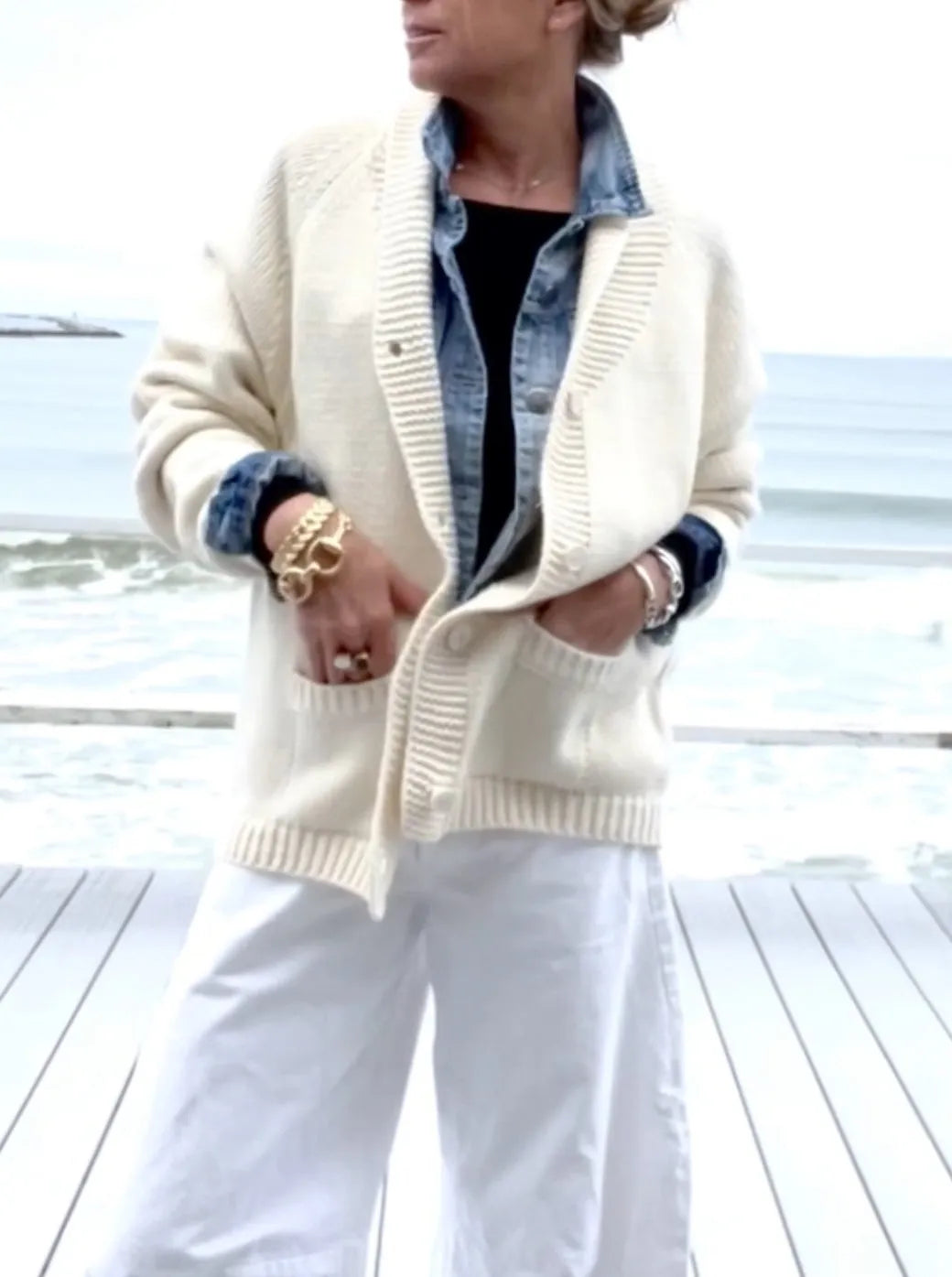 Chunky Ivory/White Lobster Cardigan