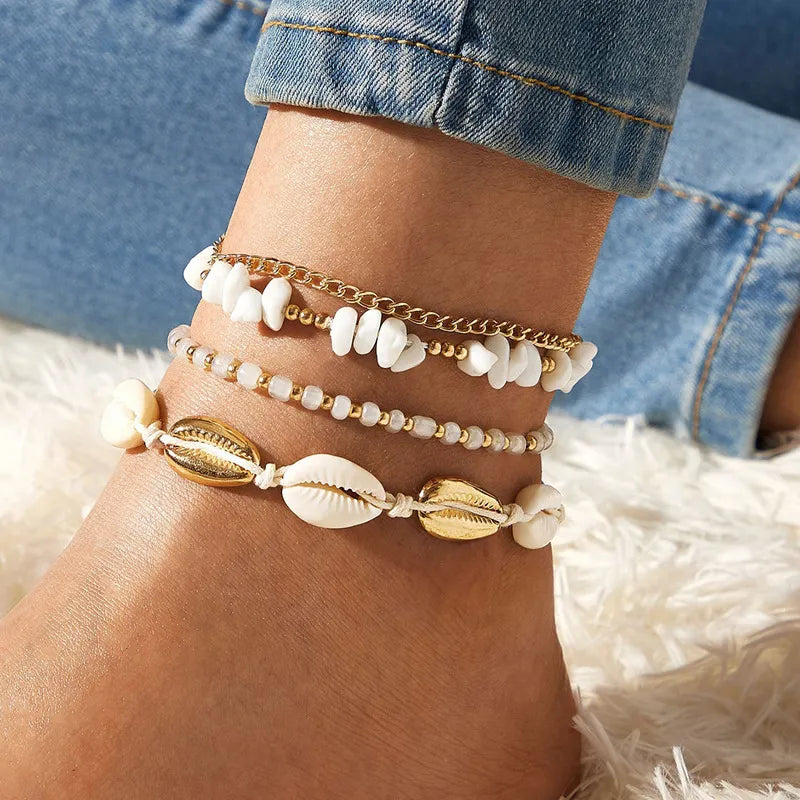 Beach Shell Anklet Set